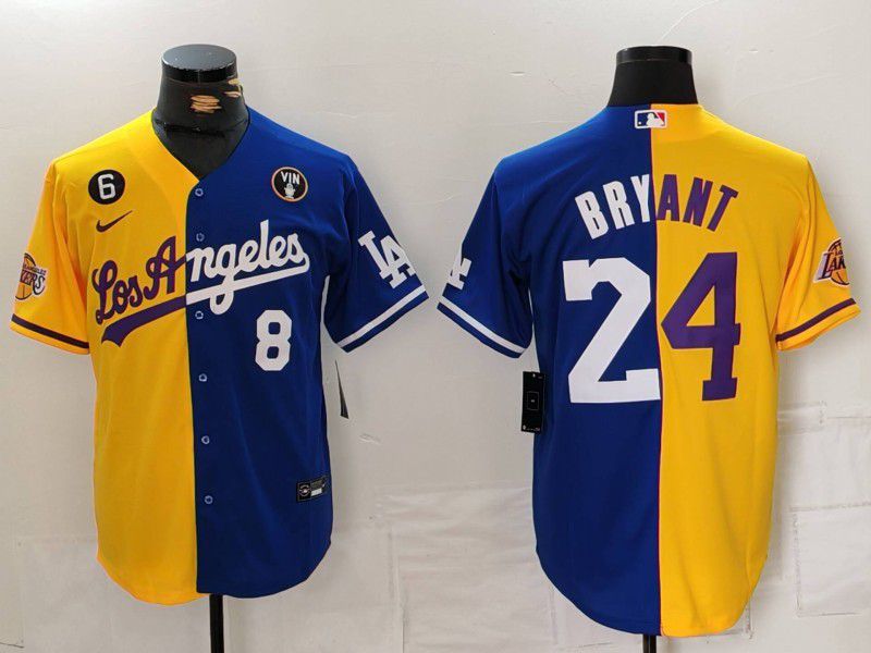 Men 2025 Los Angeles Dodgers #24 Bryant Blue Yellow Nike MLB Jersey style 001